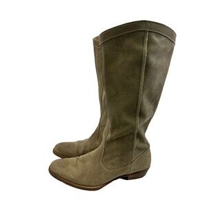 N.D.C. Made by Hand Rodeo High Suede Boots Pull On Western Taupe Womens 38.5 7.5